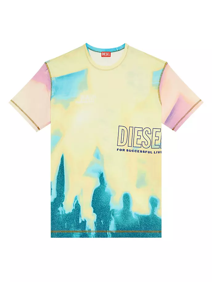 

Хлопковая футболка с графическим рисунком Diesel, мультиколор