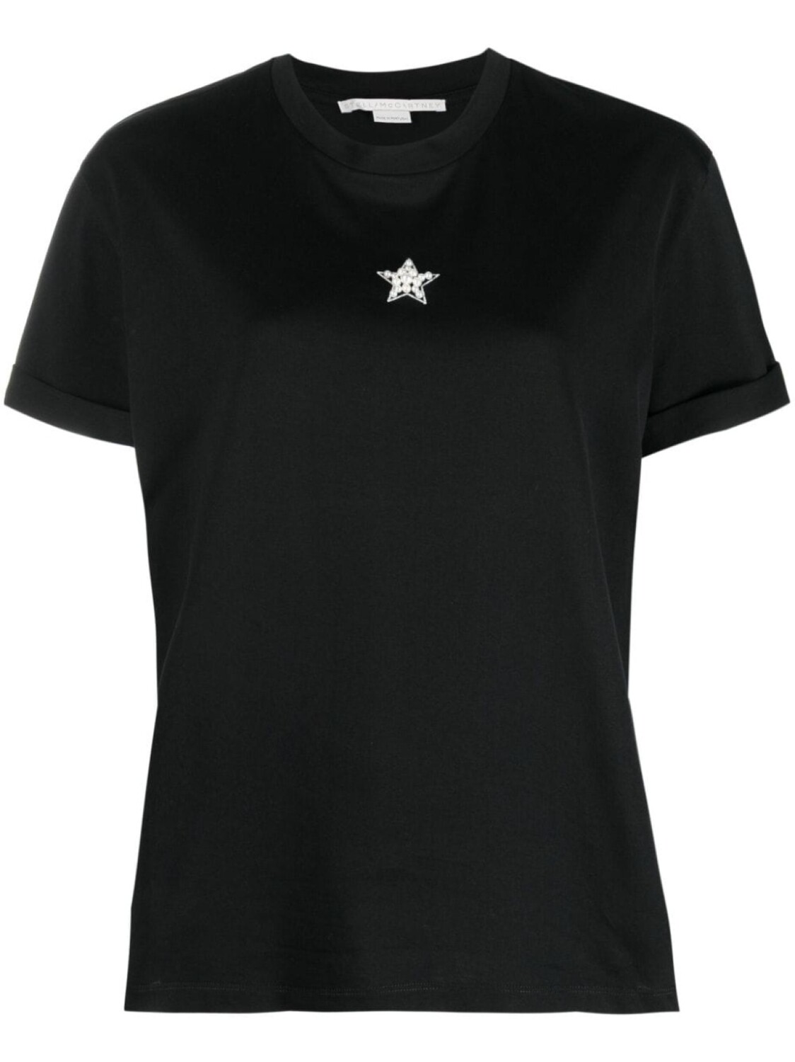 

Stella McCartney футболка с искусственным жемчугом и принтом, черный