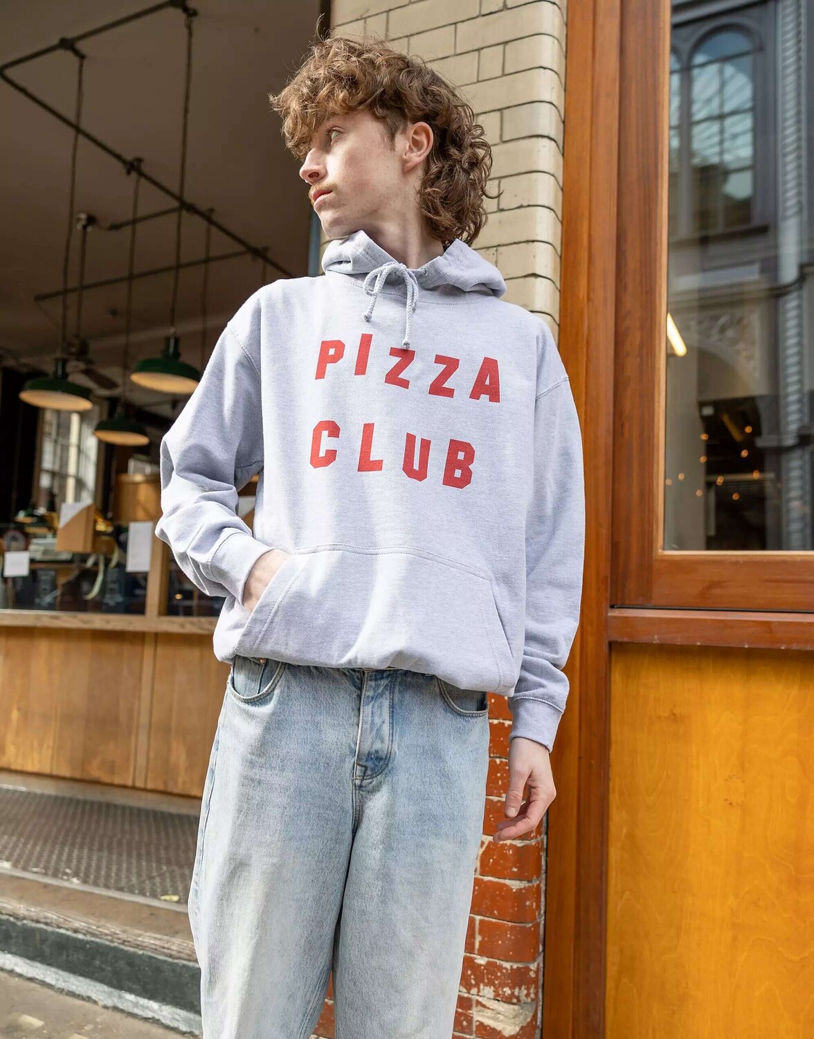 

Серая толстовка унисекс с надписью Pizza Club Batch1, Серый