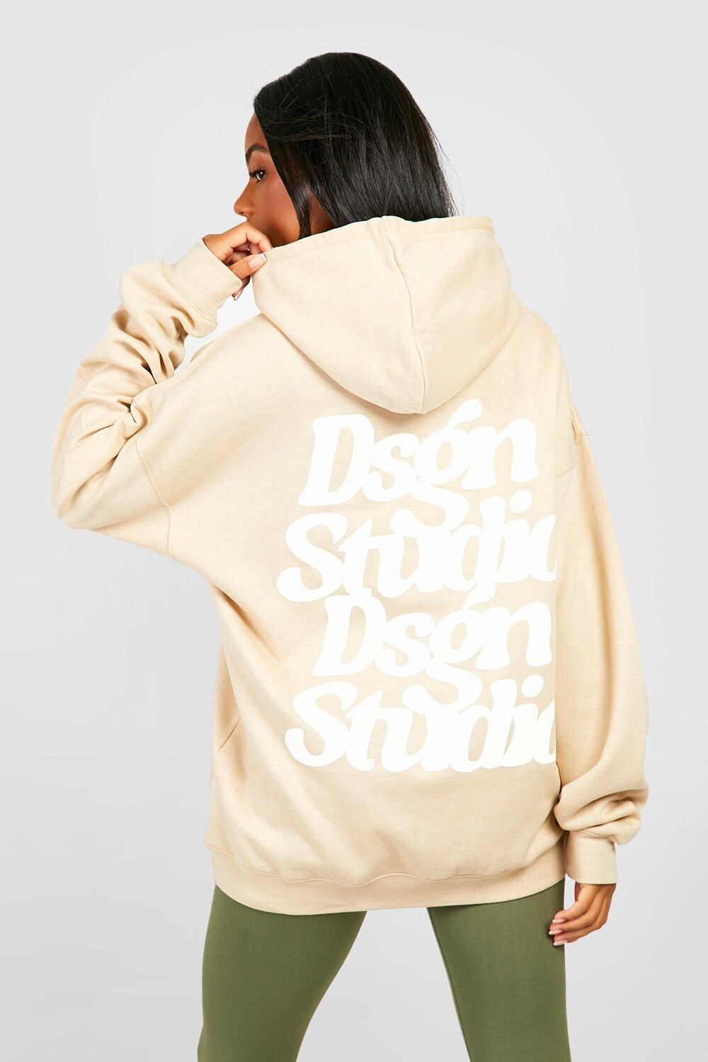

Худи оверсайз с принтом dsgn studio Boohoo, песочный, Бежевый