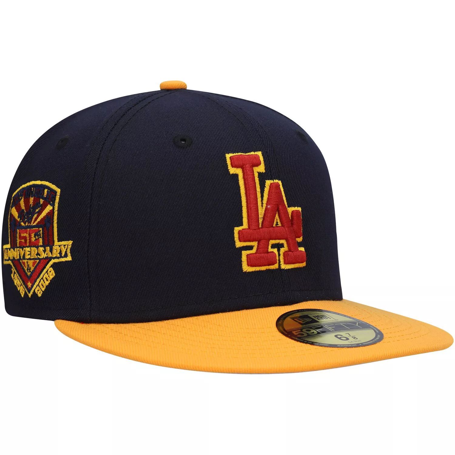 

Мужская приталенная шляпа New Era темно-синего/золотого цвета с логотипом Los Angeles Dodgers 59FIFTY