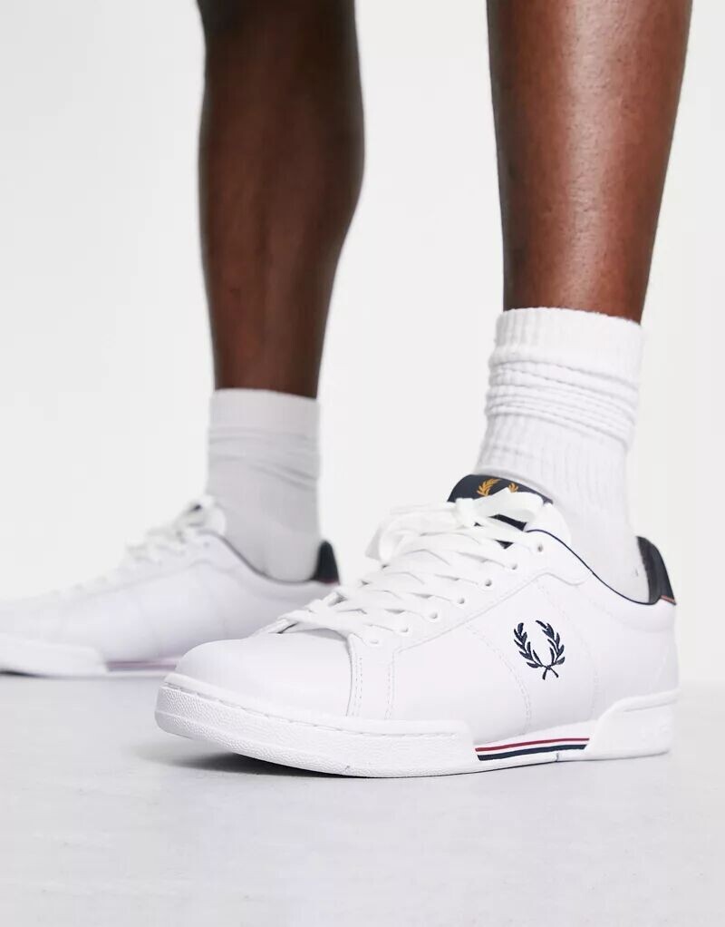 кроссовки Fred Perry B722 белые кожаные белые кожаные кроссовки fred perry spencer