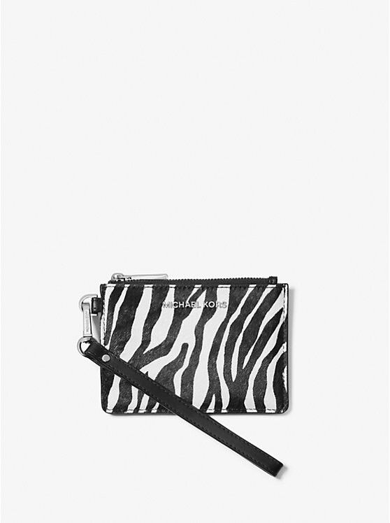 

Кошелек для монет из телячьей шерсти с зебровым принтом Michael Kors, черный