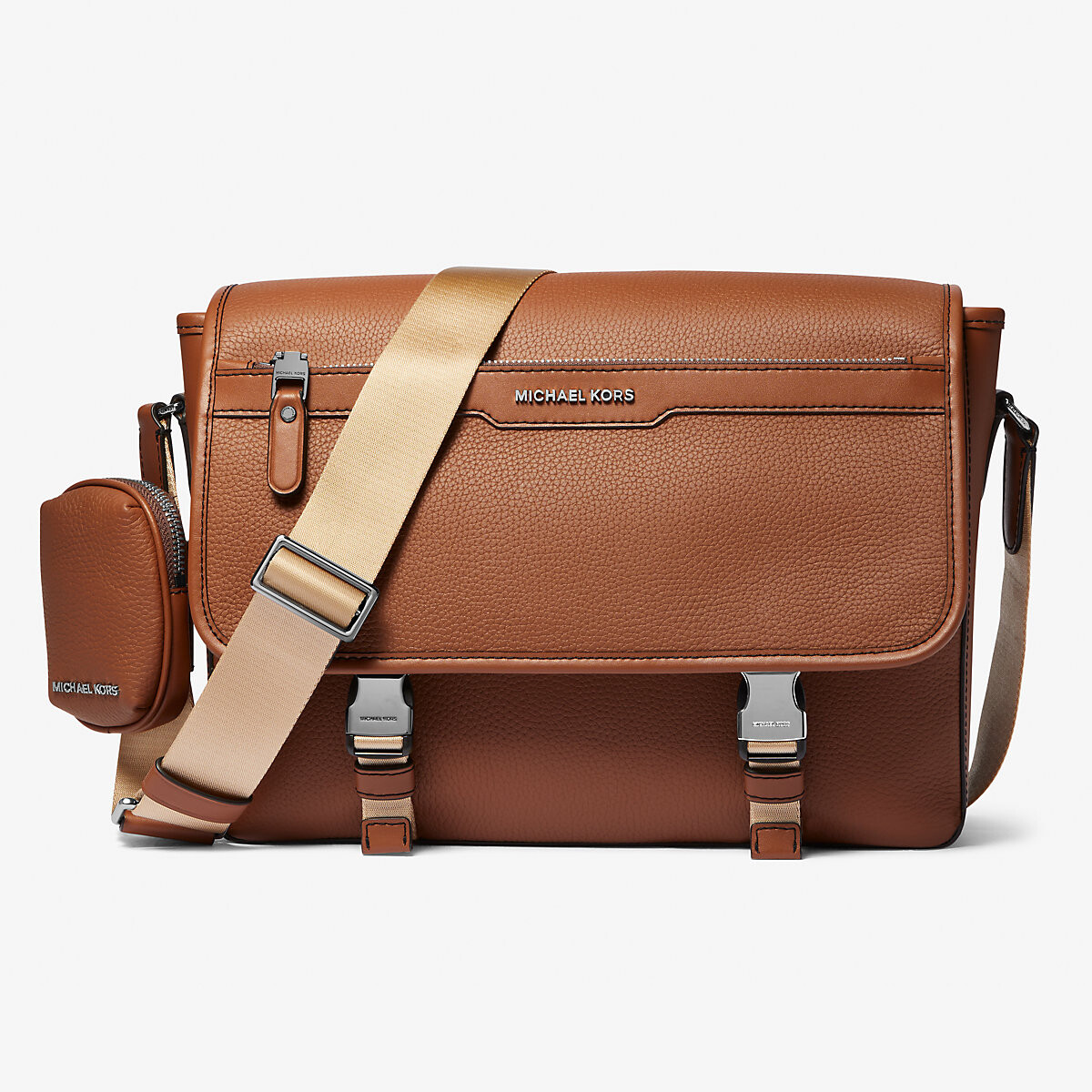 

Сумка-слинг Michael Kors Hudson Pebbled Leather Messenger with Pouch, коричневый
