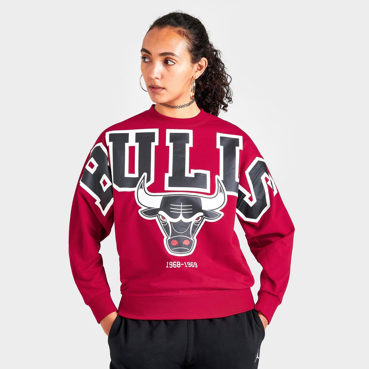 

Женская флисовая толстовка с круглым вырезом НБА Mitchell & Ness Chicago Bulls, красный