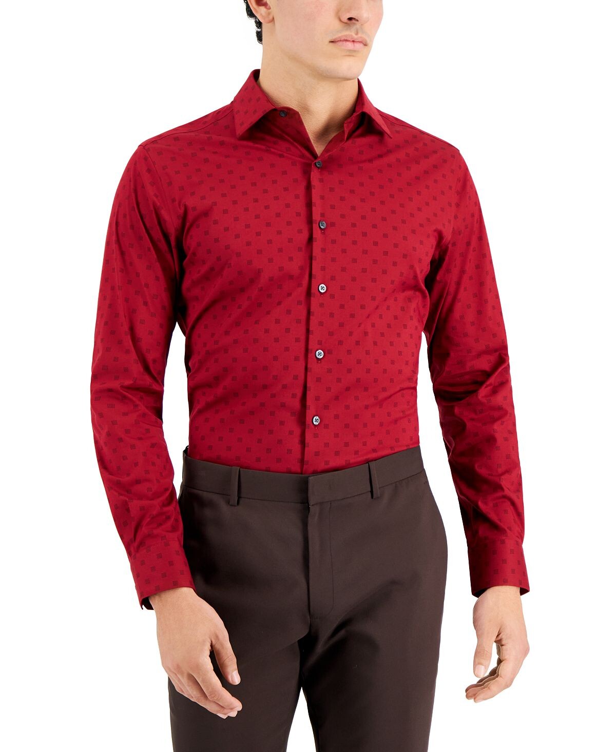 

Мужская классическая рубашка slim fit, растягивающаяся в двух направлениях, устойчивая к пятнам, создана для macy's Alfani, мульти