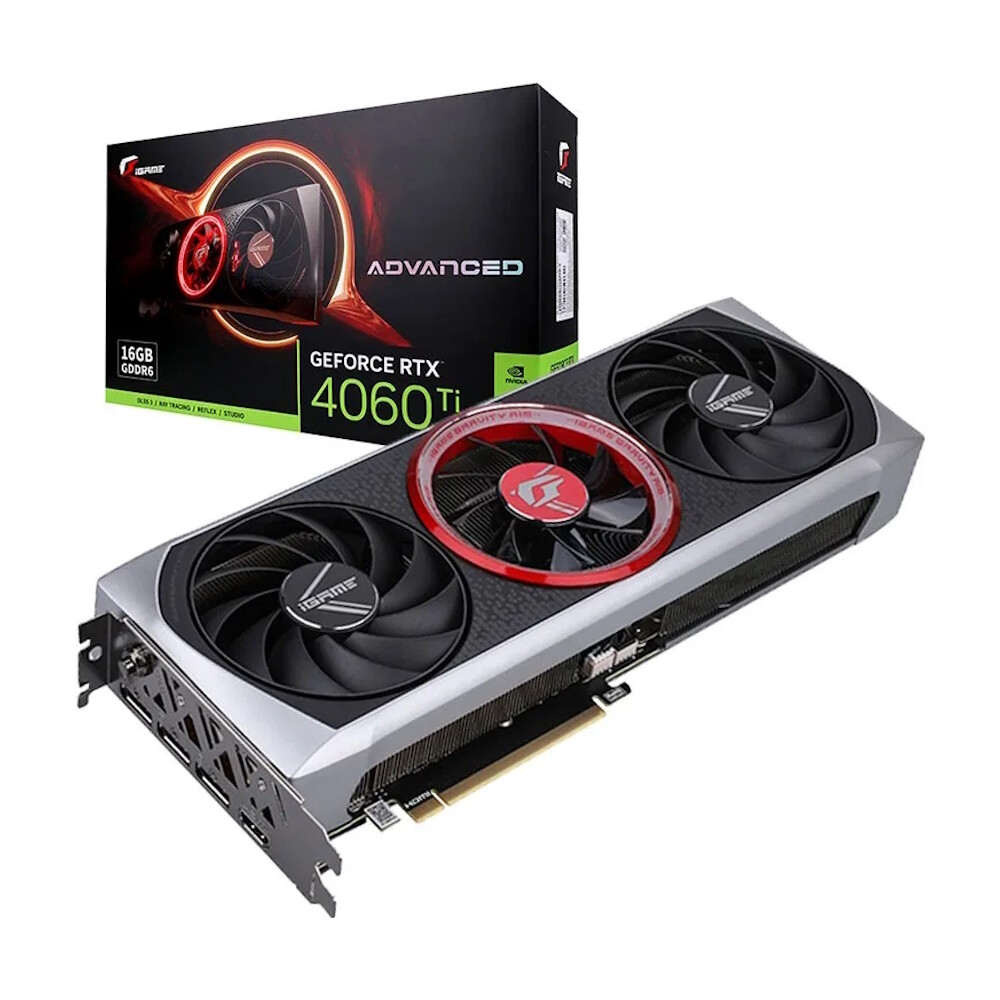 

Видеокарта Colorful iGame GeForce RTX 4060 Ti Advanced OC, 16 ГБ, черный