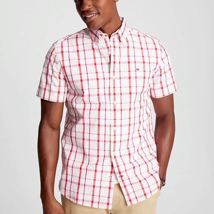 

Рубашка в клетку Tommy Hilfiger Regular Fit, красный/белый