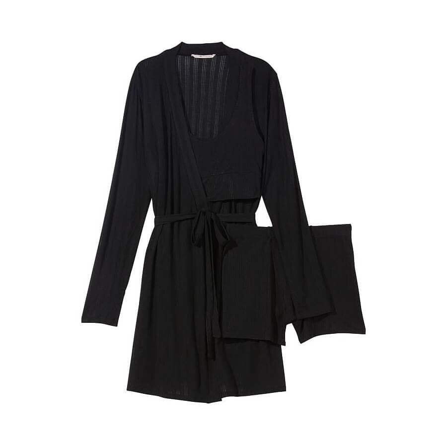 

Комплект Victoria's Secret Luxe Modal Ribbed, 3 предмета, черный