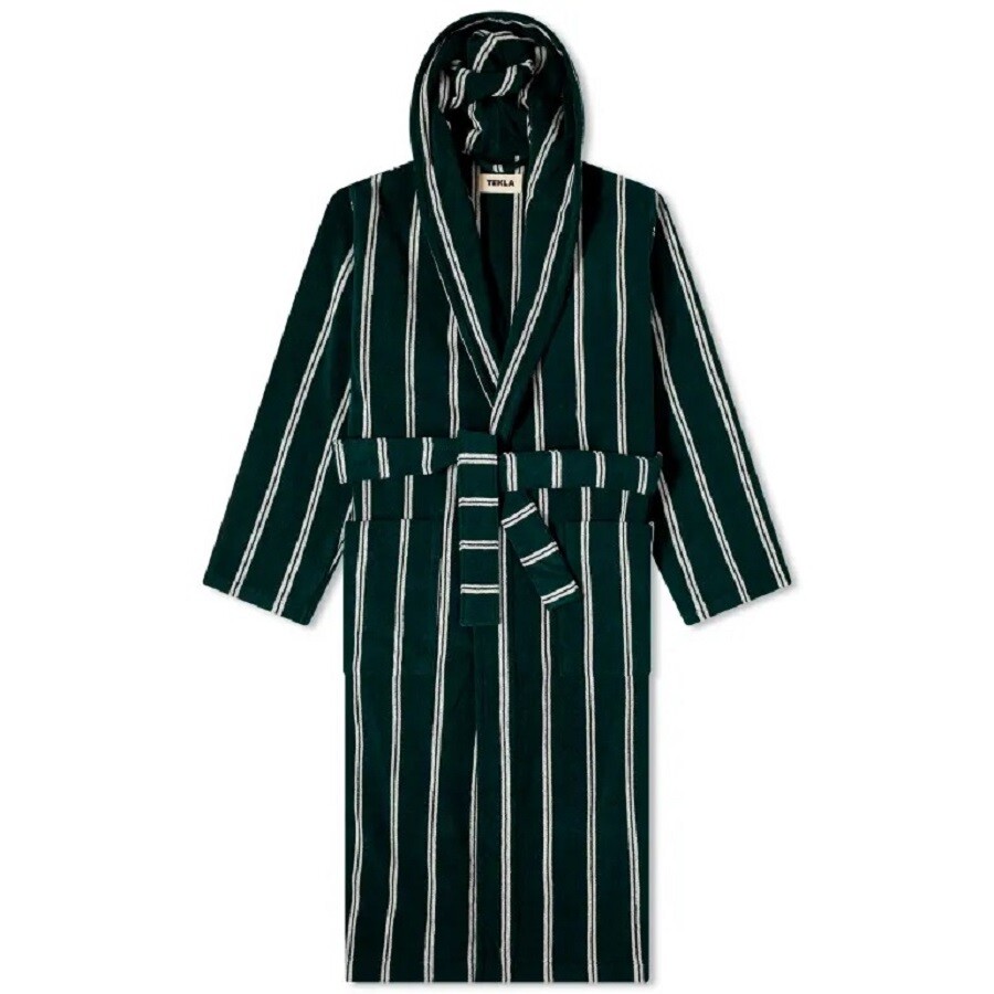 

Халат Tekla Fabrics Terry Hooded, черный, белый