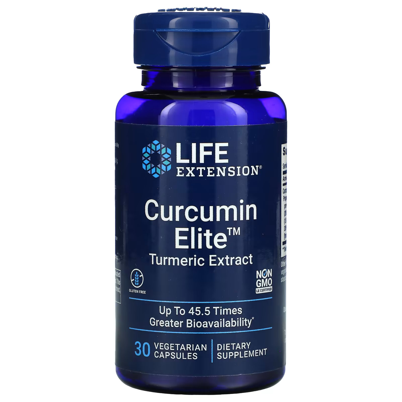 Life Extension, Curcumin Elite, экстракт куркумы, 30 вегетарианских капсул life extension масло из семян черного тмина с curcumin elite 60 капсул