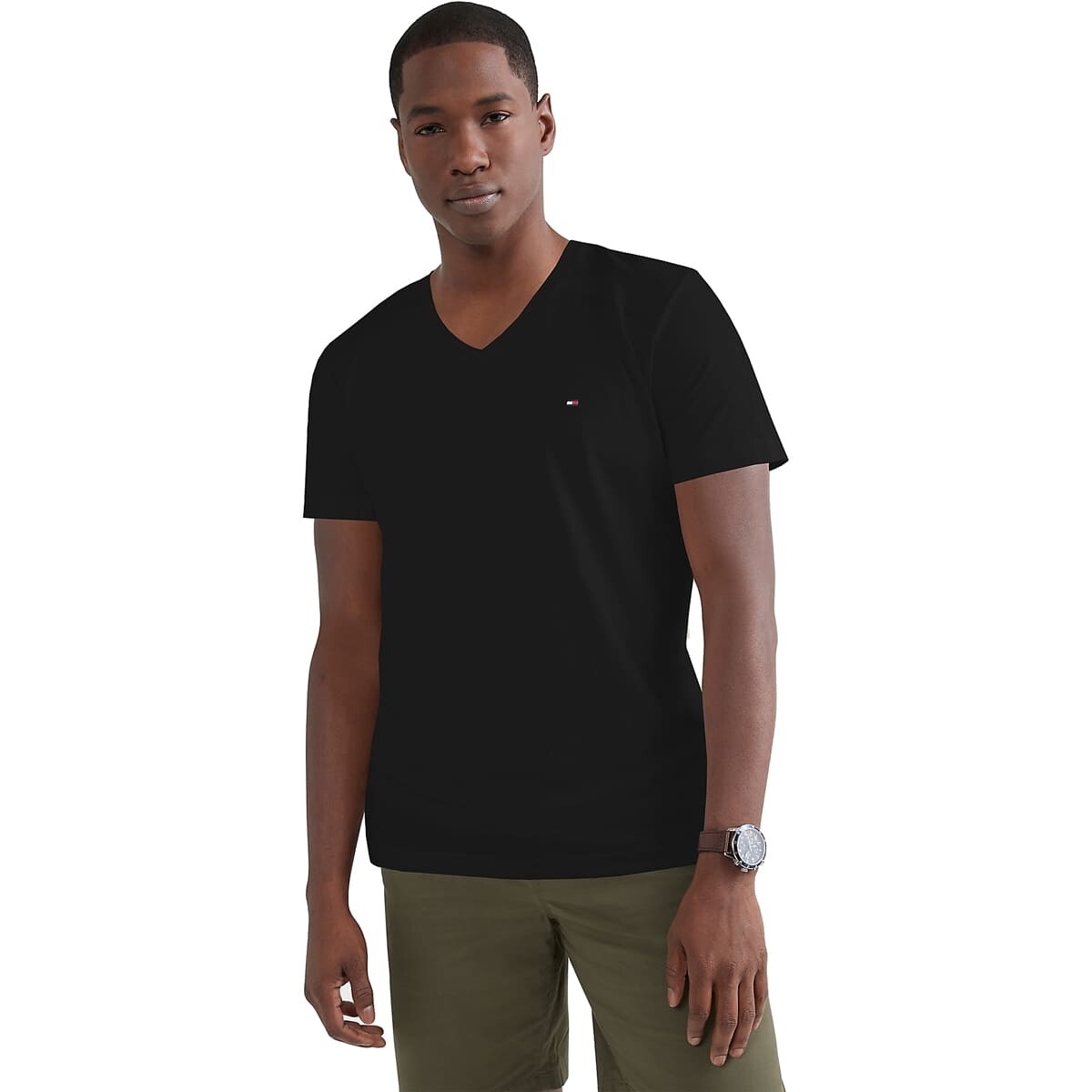 

Футболка Tommy Hilfiger Slim Fit Solid V-Neck, черный
