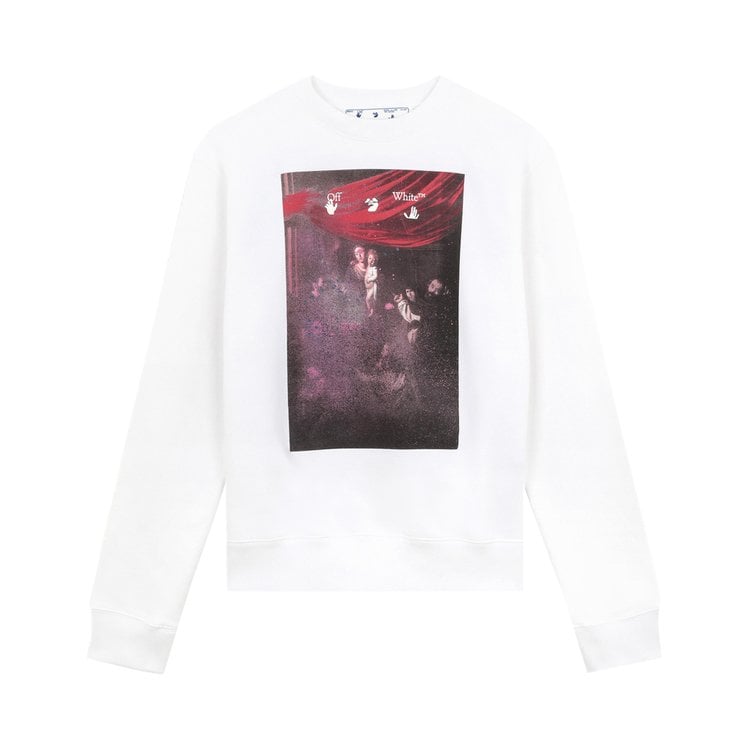 Толстовка Off-White Sprayed Caravaggio Slim Crewneck 'White', белый - фото