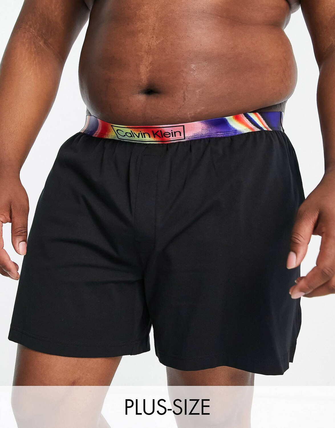

Черные шорты для сна с контрастным поясом Calvin Klein Big & Tall Pride