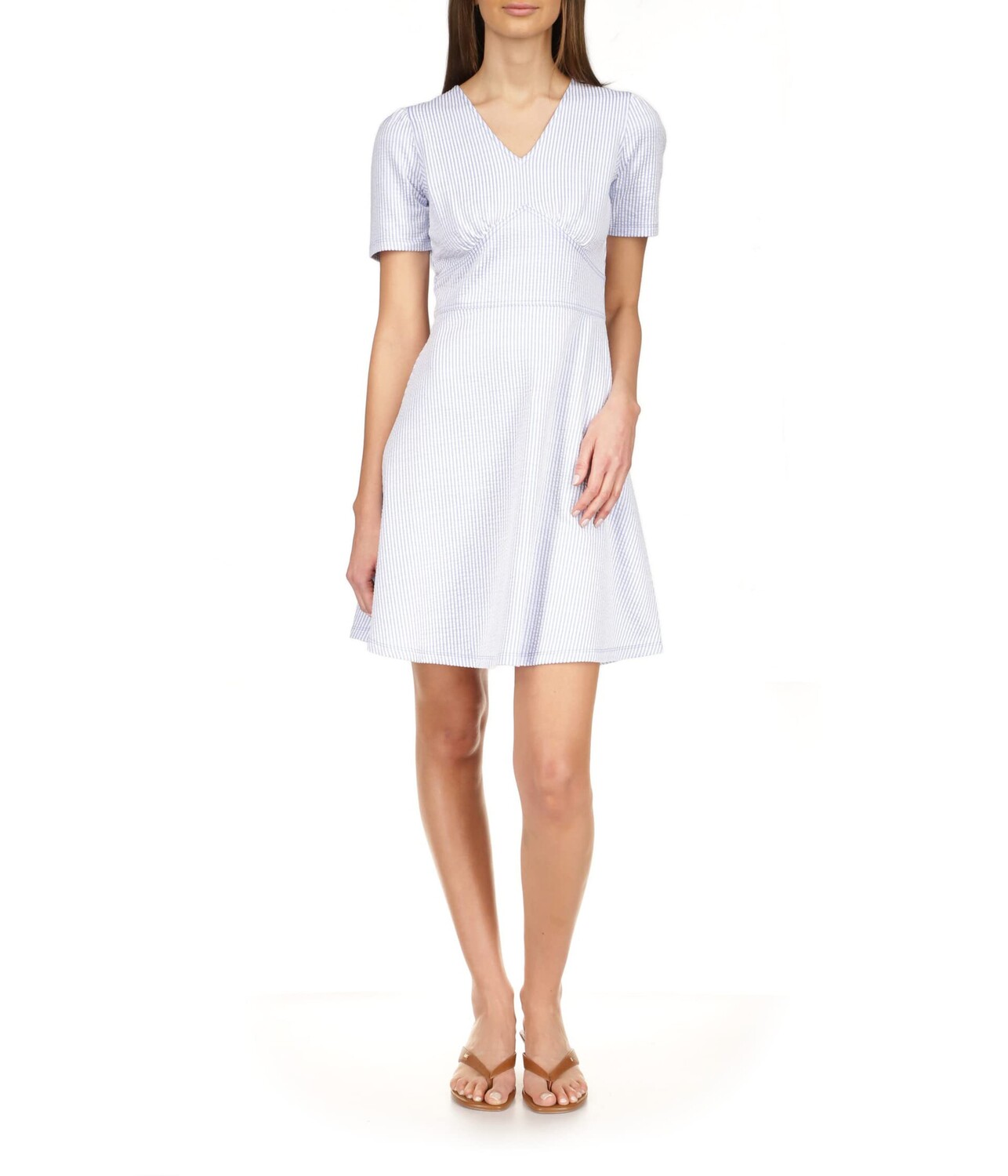 

Платье MICHAEL Michael Kors, Pinstripe Jacquard V-Neck Dress