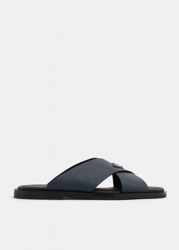 

Сандалии PRADA Saffiano leather crisscross sandals, синий