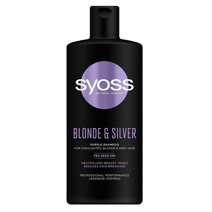

Syoss Шампунь Blonde & Silver Purple, нейтрализующий желтизну для светлых и седых волос, 440мл