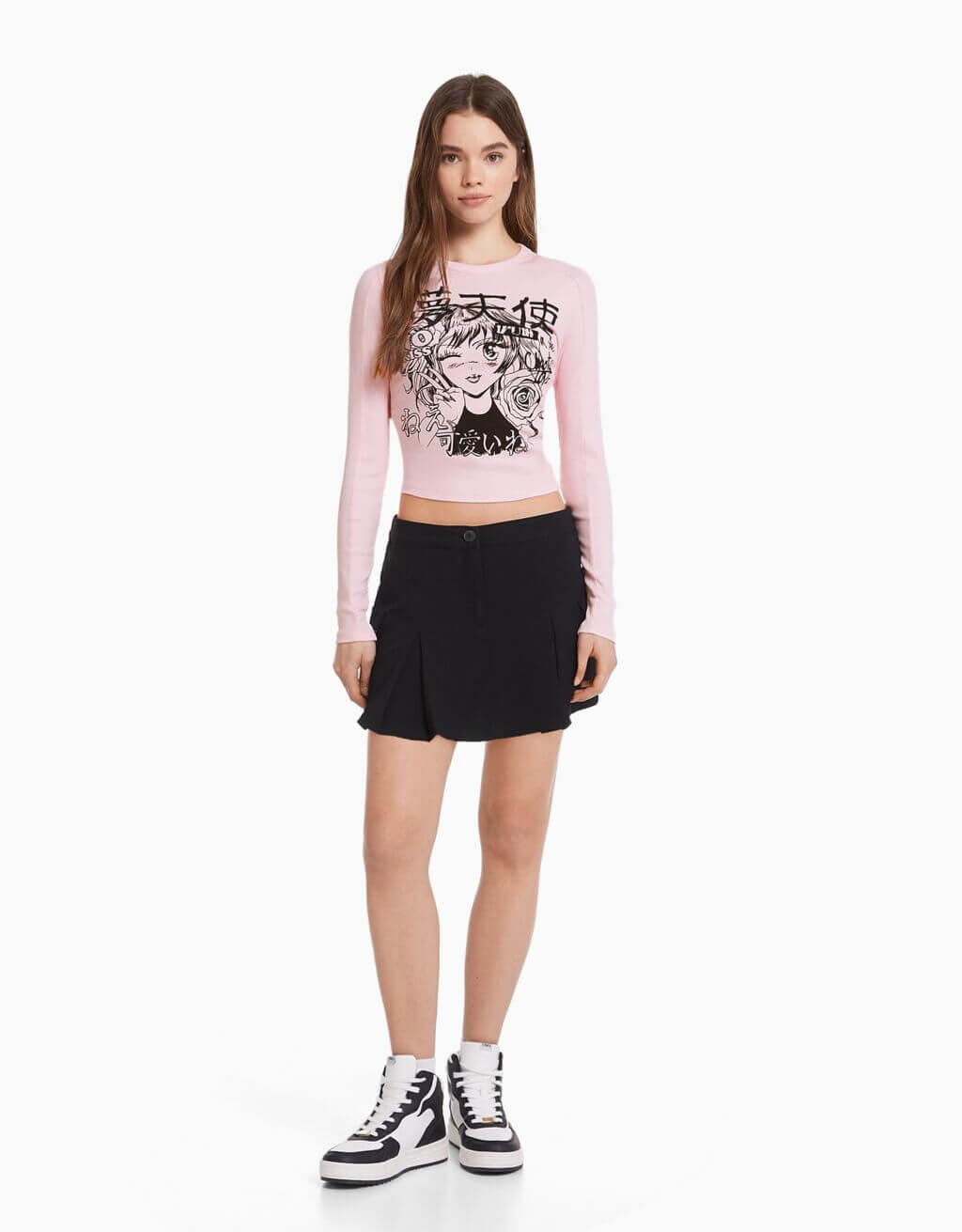 Лонгслив Bershka Anime Print, розовый – купить с доставкой из-за рубежа  через платформу «CDEK.Shopping»