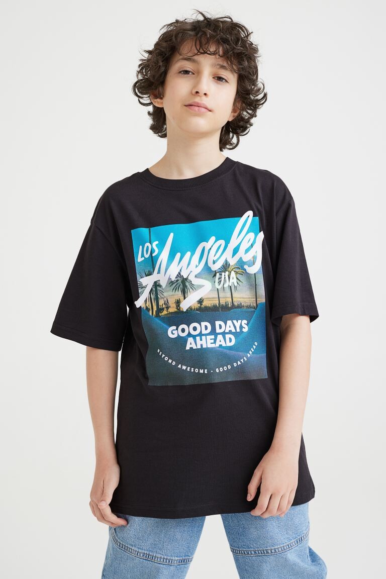 

Хлопковая футболка H&M Los Angeles, черный