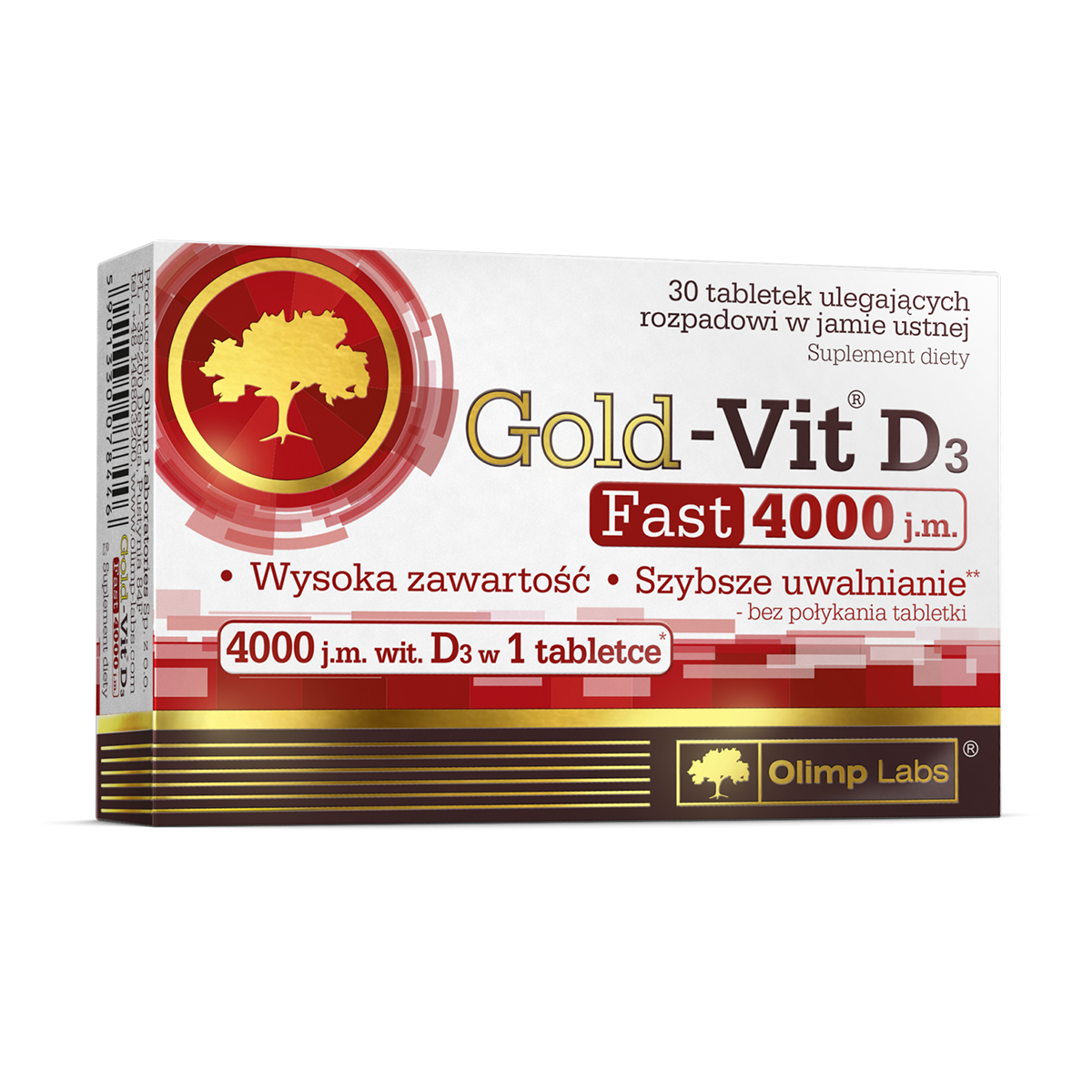 Olimp Gold-Vit D3 Fast Пищевая добавка со вкусом яблока, 30 таблеток/1 упаковка
