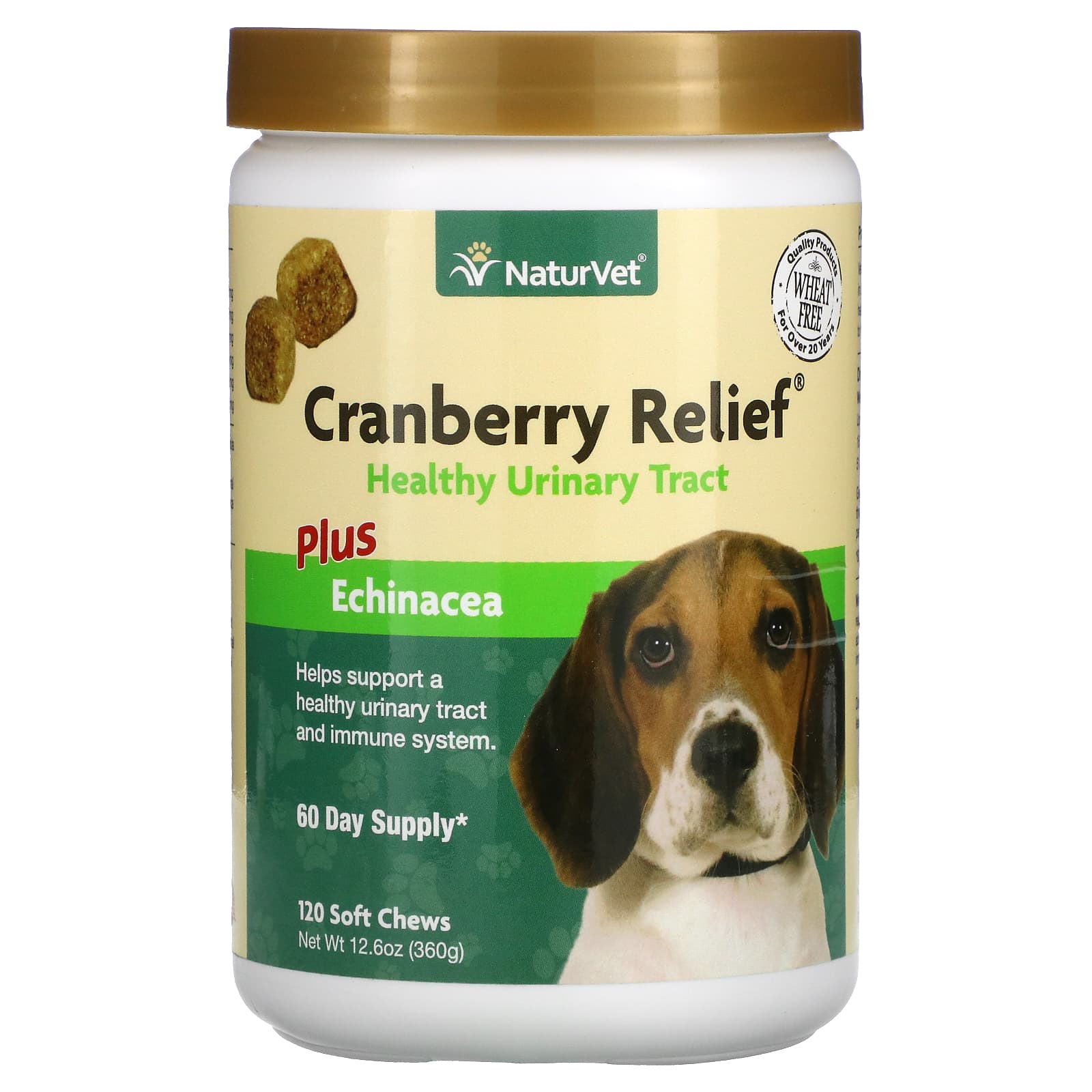 Эхинацея NaturVet Cranberry Relief Plus для собак, 120 жевательных таблеток chew heal cranberry support для собак 120 жевательных таблеток 360 г 12 6 унции