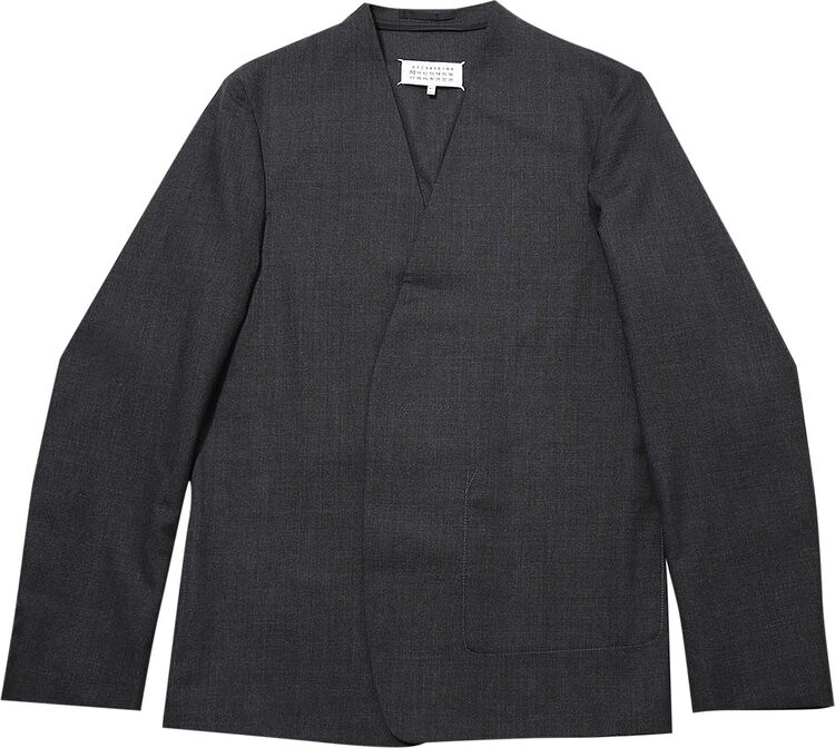 

Куртка Maison Margiela Collarless Jacket 'Dark Grey Melange', серый