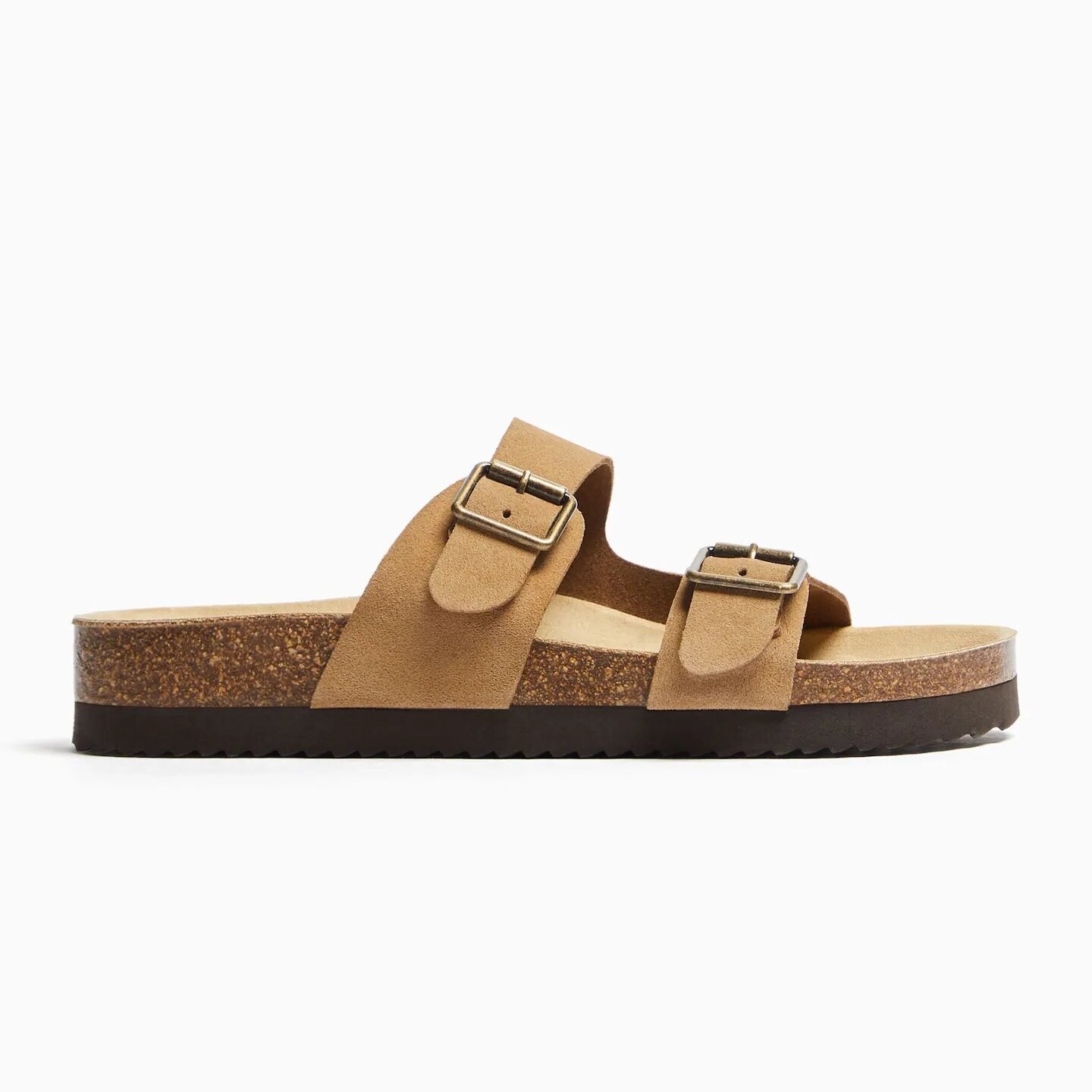 

Шлепанцы Bershka Men’s Leather With Buckles, бежевый