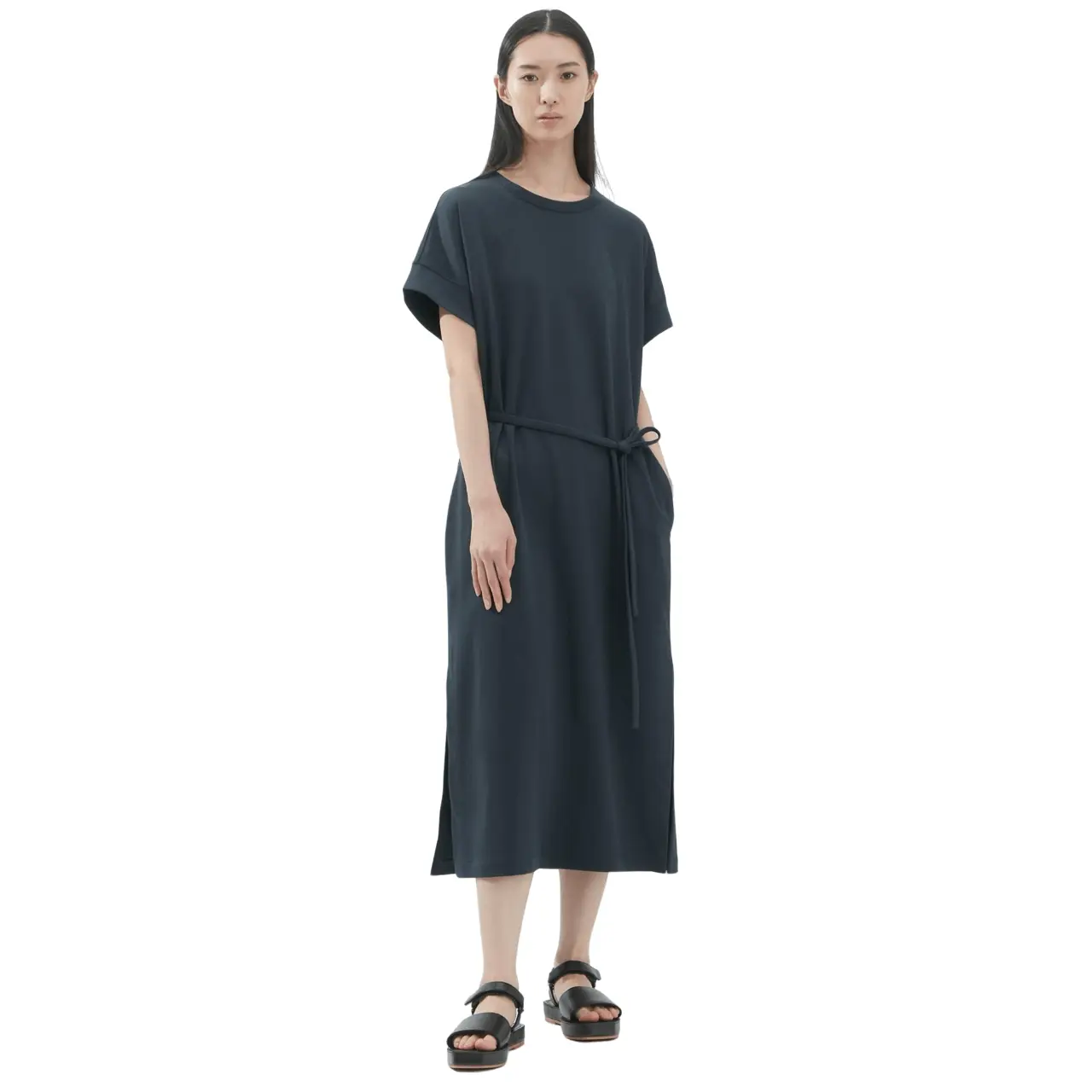 

Платье Uniqlo U Airism Cotton Belted Short Sleeved, темно-серый