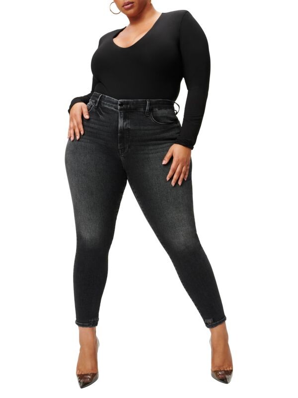 

Джинсы-скинни good legs с высокой посадкой shadow stretch GOOD AMERICAN Black