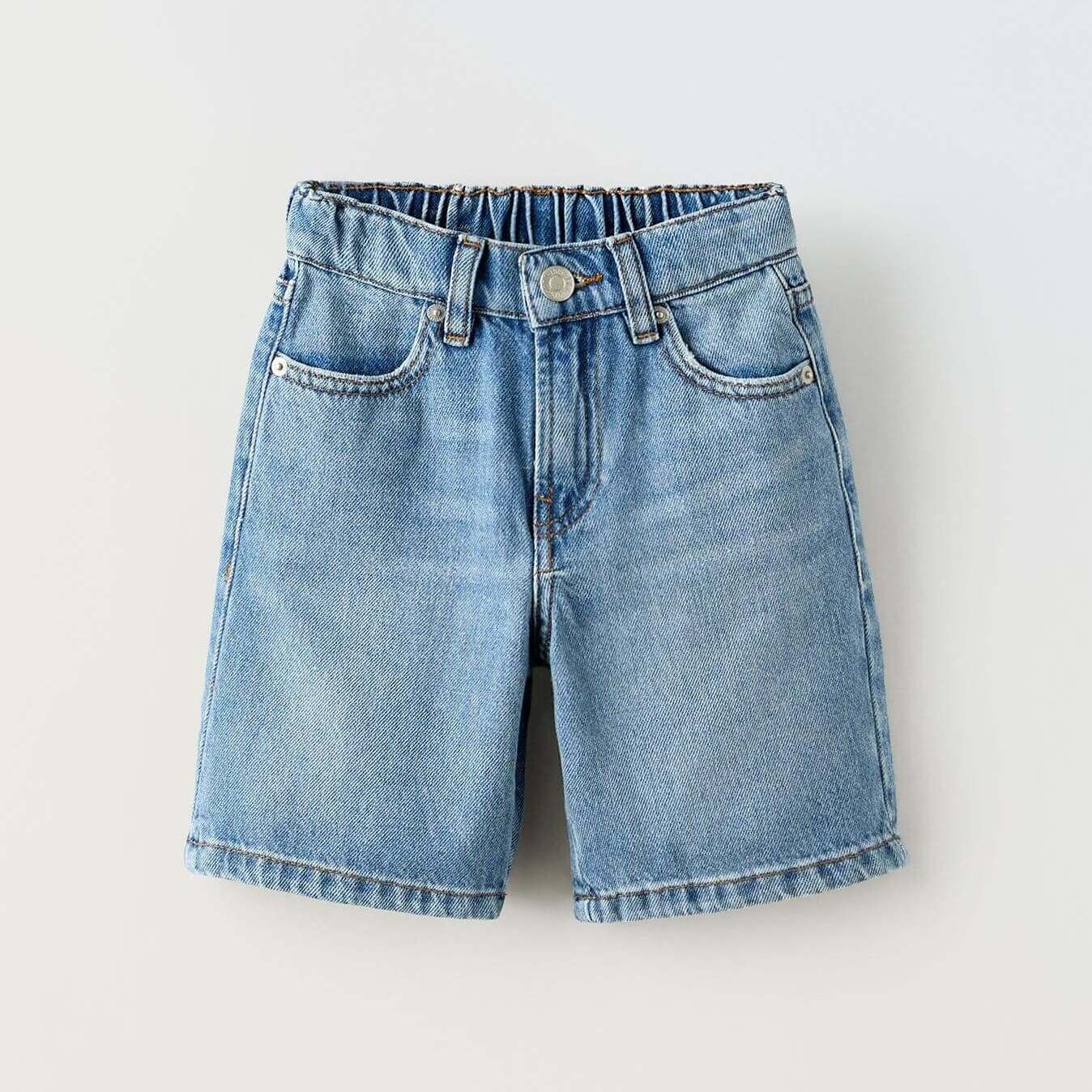 Шорты Zara Baggy-Fit Denim Bermuda, синий