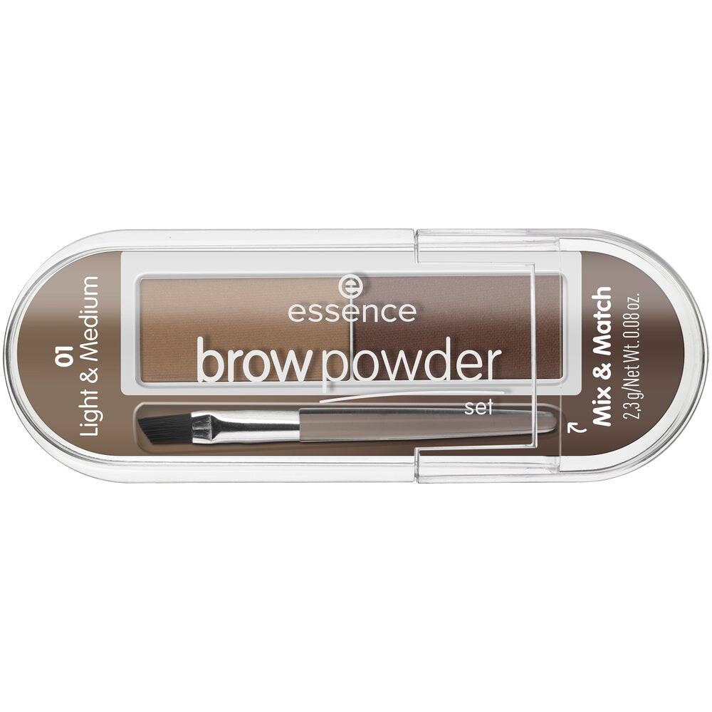 

Essence Brow Powder Set набор для укладки бровей с кистью 01 Light & Medium 2.3g