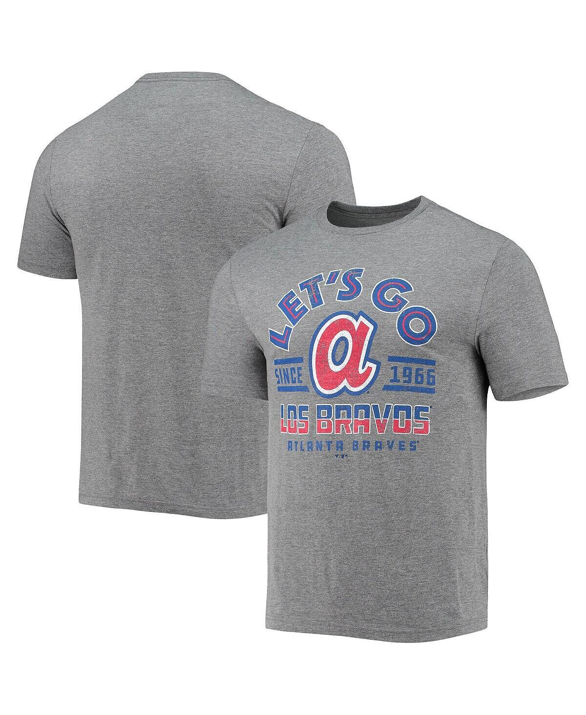 

Мужская фирменная футболка atlanta braves the bravos hometown из коллекции tri-blend цвета меланжа серого цвета с фирменной символикой Fanatics, мульти
