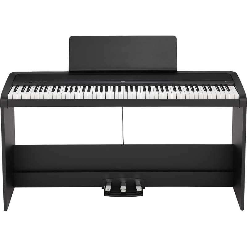 

Korg B2SP 88-клавишное цифровое домашнее пианино с мебельной подставкой и тройной педалью, черное B2SP-BLK