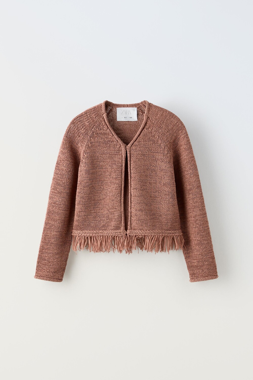 Кардиган Zara With Fringing, коричневый плед zara home boucle with fringing кремово белый