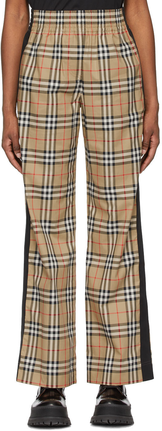 

Бежевые хлопковые брюки в винтажную клетку Burberry
