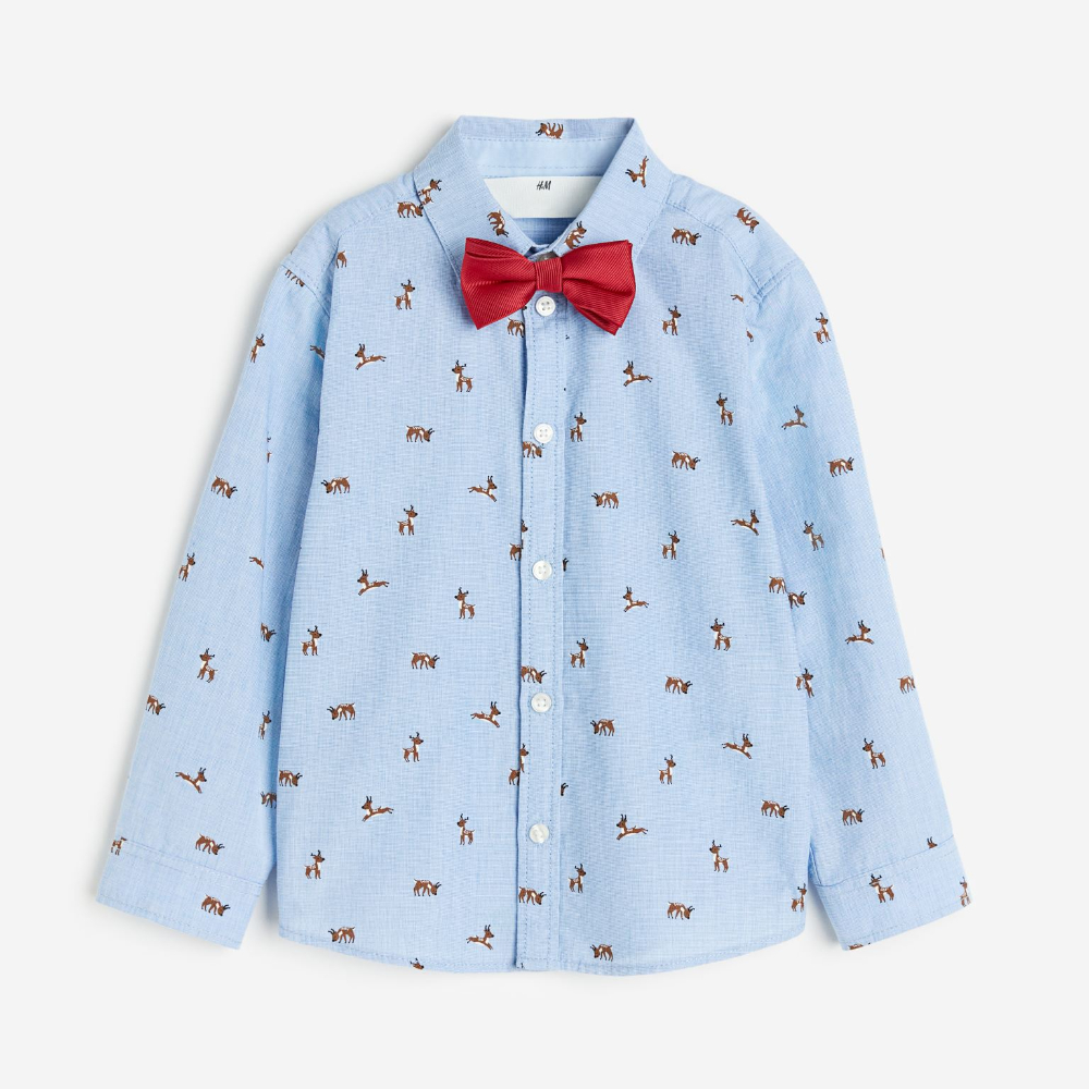 Рубашка H&M and Tie, голубой свободная повседневная рубашка с отложным воротником и рукавами фонариками на пуговицах женская одежда тонкий шифоновый кардиган на весн