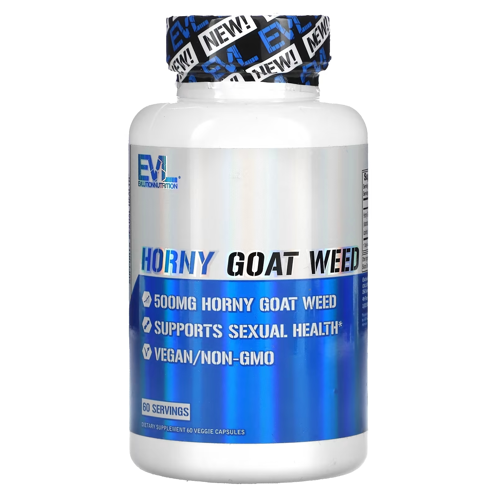 EVLution Nutrition Horny Goat Weed 500 mg , 60 вегетарианских капсул nature s way horny goat weed 500 мг 60 веганских капсул