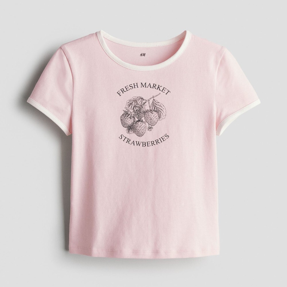 

Футболка H&M Kids Print Strawberry, светло-розовый