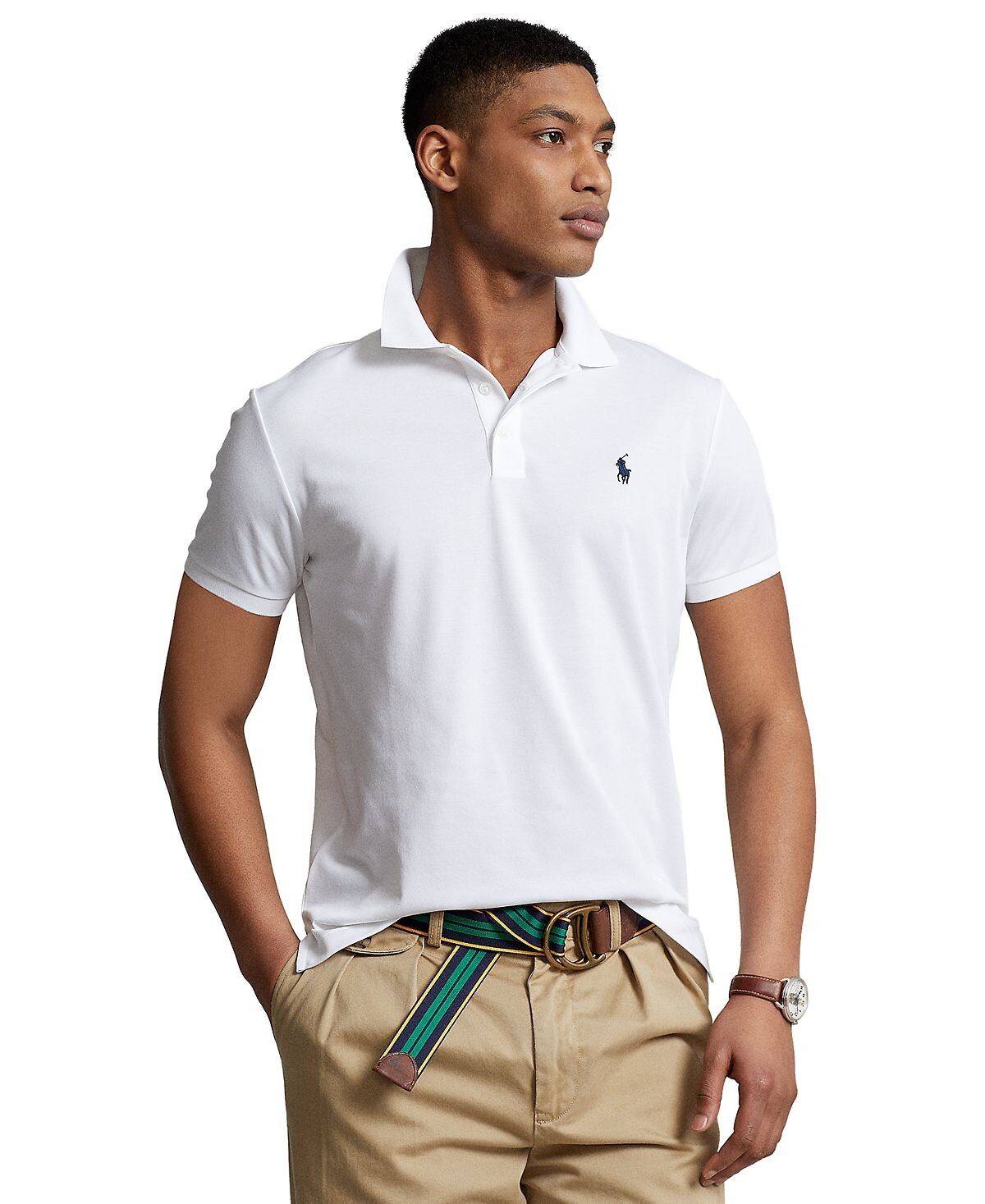 

Мужская рубашка поло узкого кроя birdseye на заказ Polo Ralph Lauren, белый