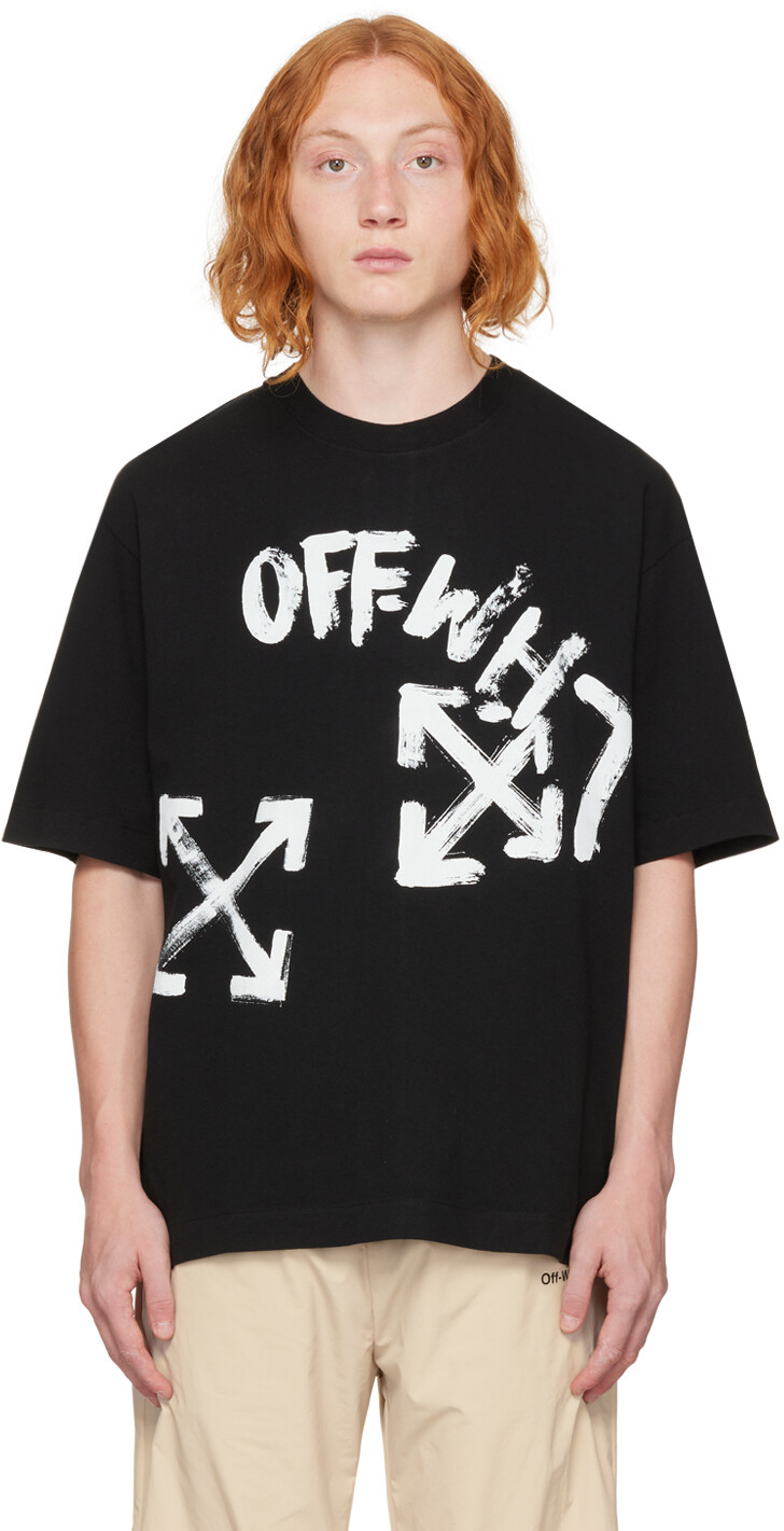 

Черная футболка с надписью Paint Over Skate Off-White
