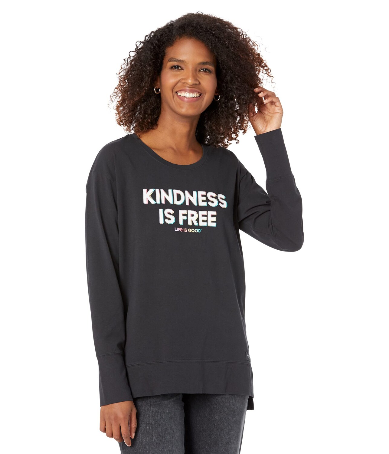 

Худи Life is Good, Kindness Is Free Crusher-Flex Tunic, Серый