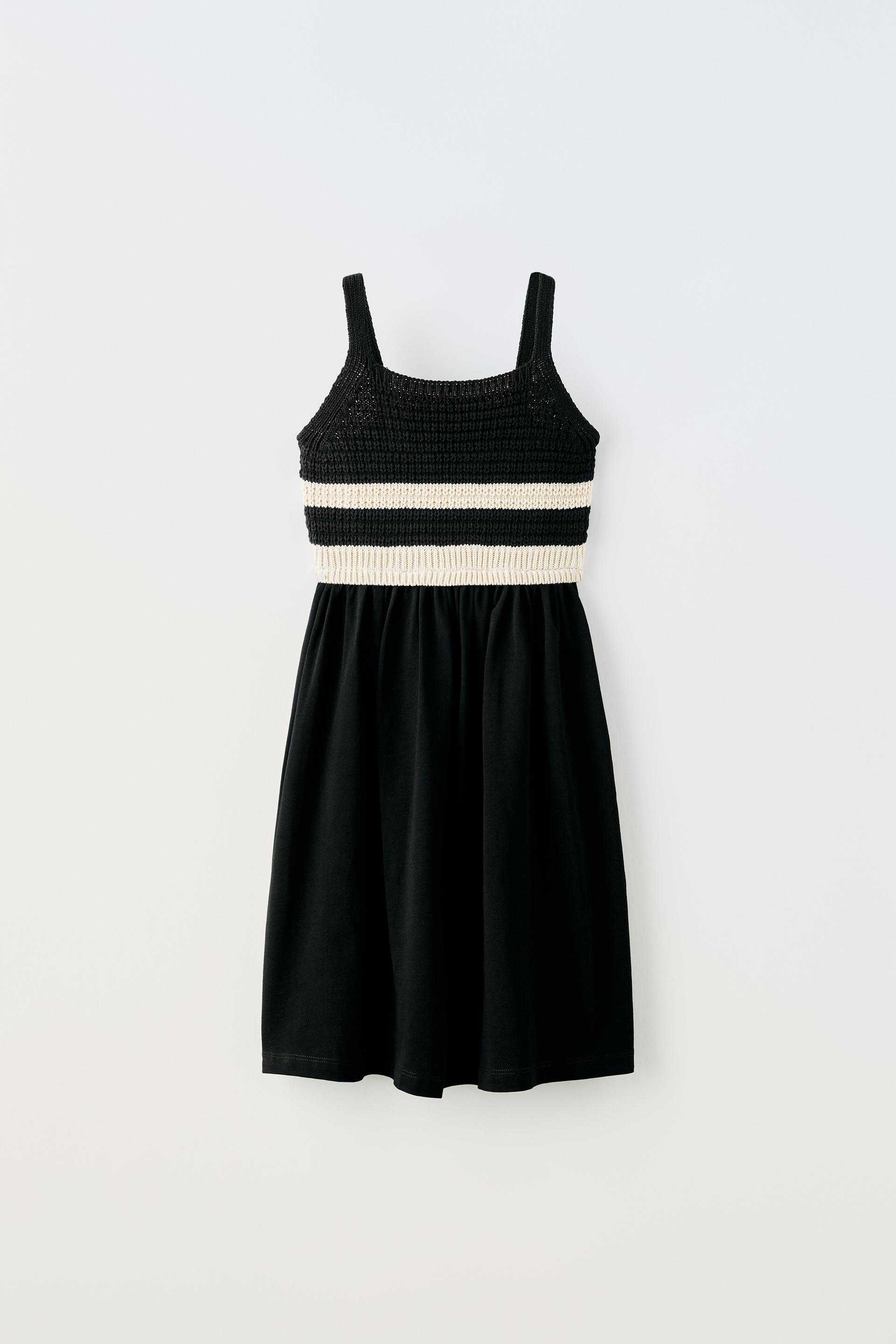 Платье Zara Contrasting Crochet, черный рубашка zara crochet черный