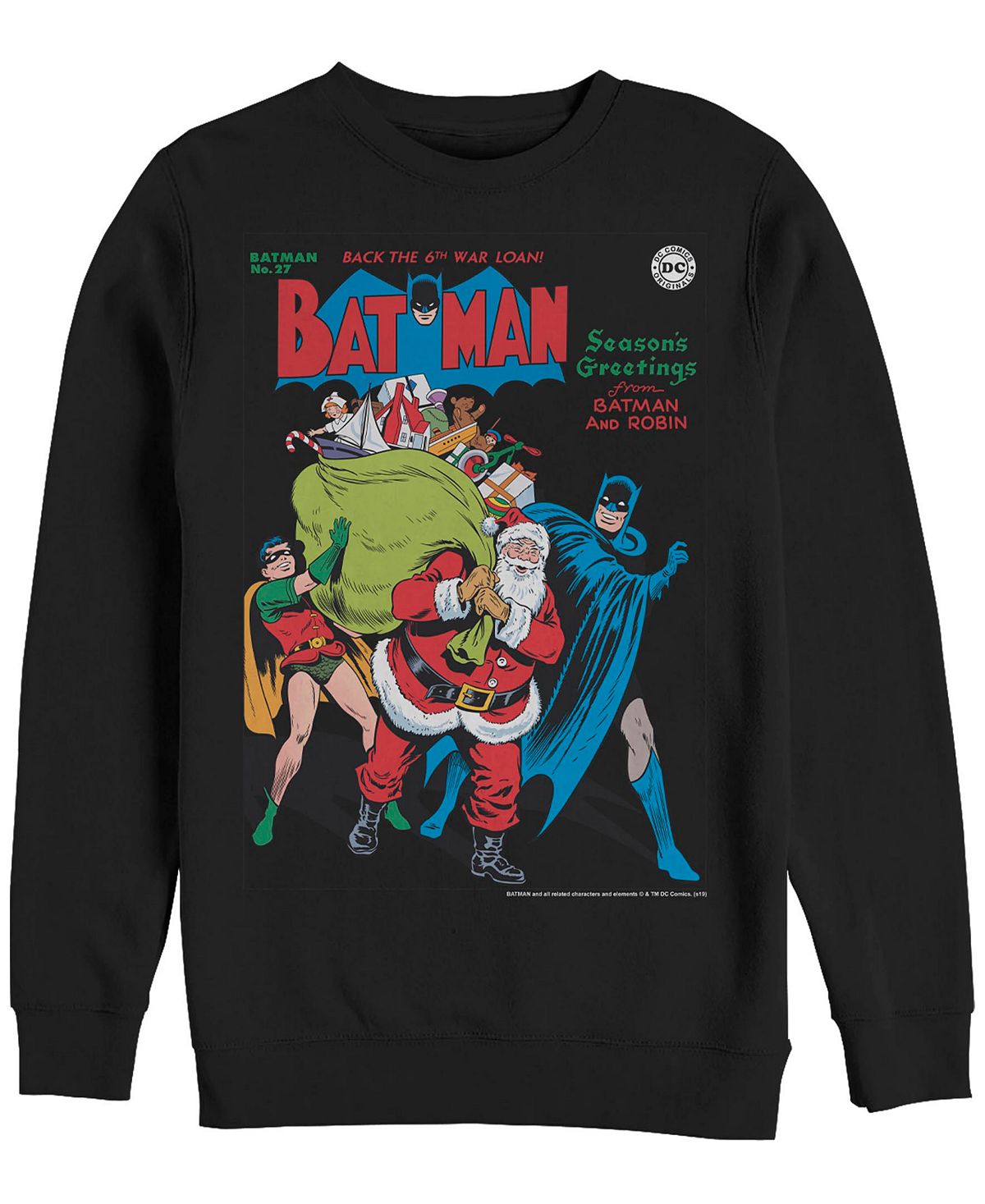 Мужской флисовый пуловер batman seasons greetings crew Fifth Sun, черный бука значок pin kings dc бэтмен 1 3 набор из 2 шт