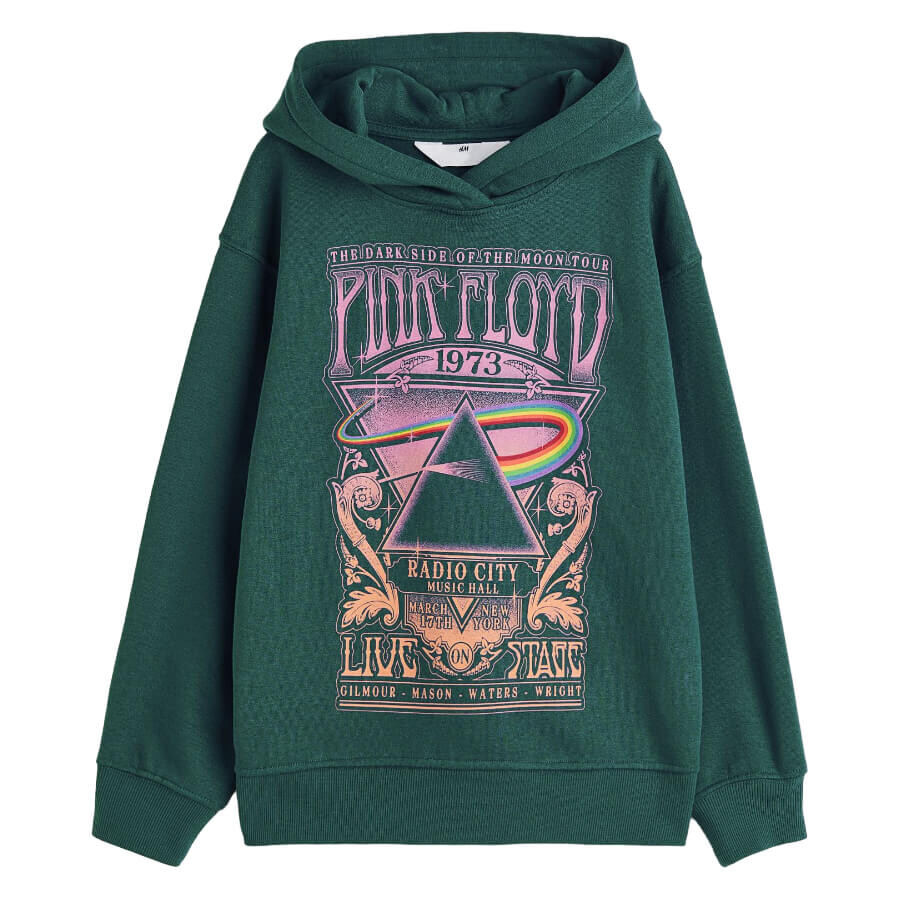 

Худи H&M Pink Floyd Oversized Printed, темно-зеленый