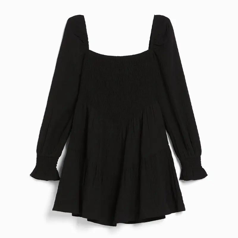 

Платье Bershka Textured Voluminous Long Sleeve Mini, черный