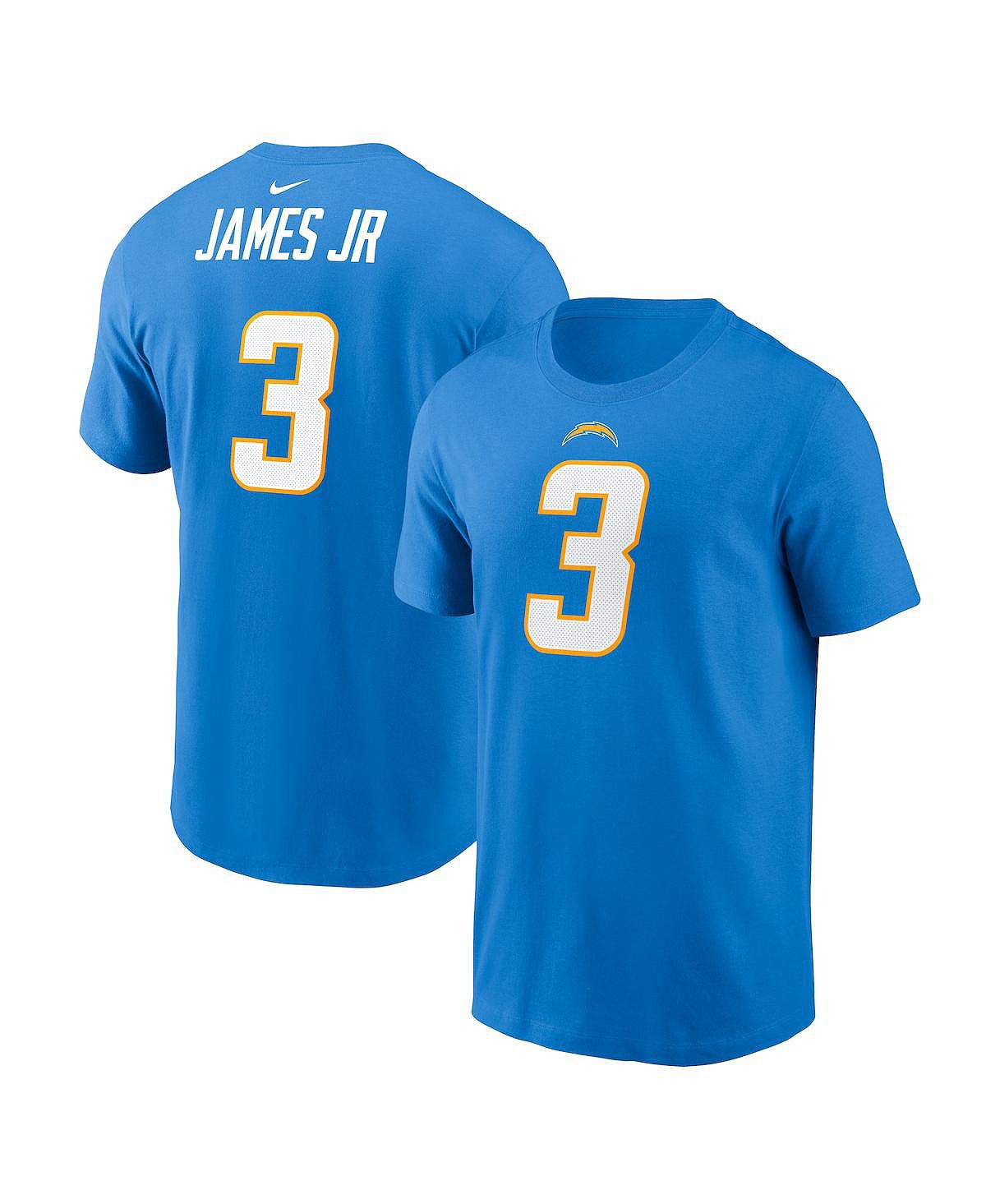 Мужская футболка derwin james jr. powder blue los angeles chargers с именем и номером игрока Nike, синий