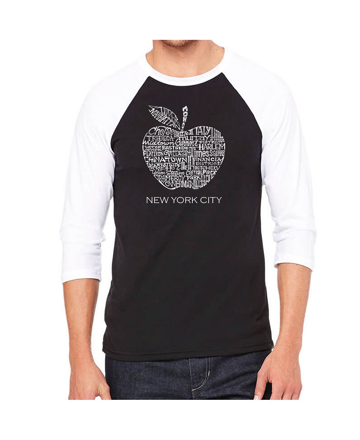 Мужская футболка с надписью reglan и надписью neighborhoods in new york city LA Pop Art, черный