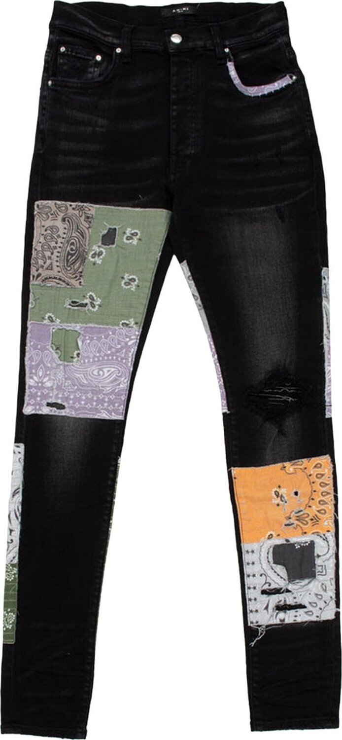 

Джинсы Amiri Bandana Art Patch Jean 'Aged Black', черный
