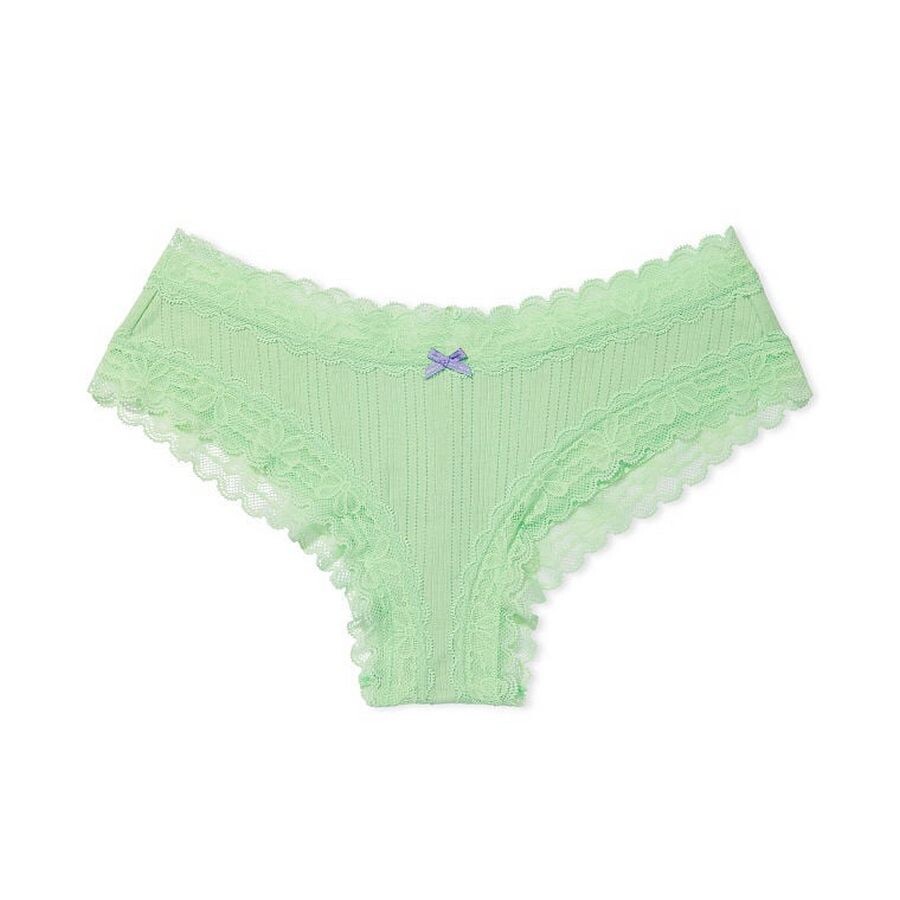 

Трусы Victoria's Secret Lace Waist Cotton Pointelle Cheeky, мятно-зеленый