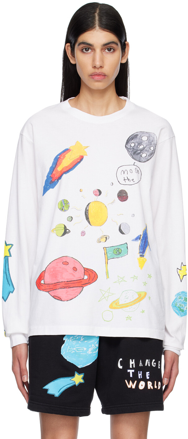 

Белая футболка с длинным рукавом Saturn Kids Worldwide, Белый